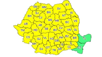 Încă un cod galben de furtuni în Gorj