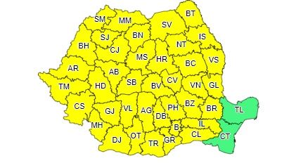 Încă un cod galben de furtuni în Gorj