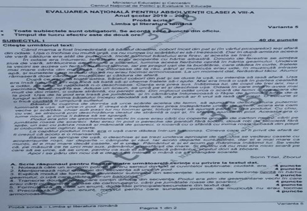 Dosar penal pentru un profesor din Târgu Jiu: A divulgat subiectele la Evaluarea Națională 2020