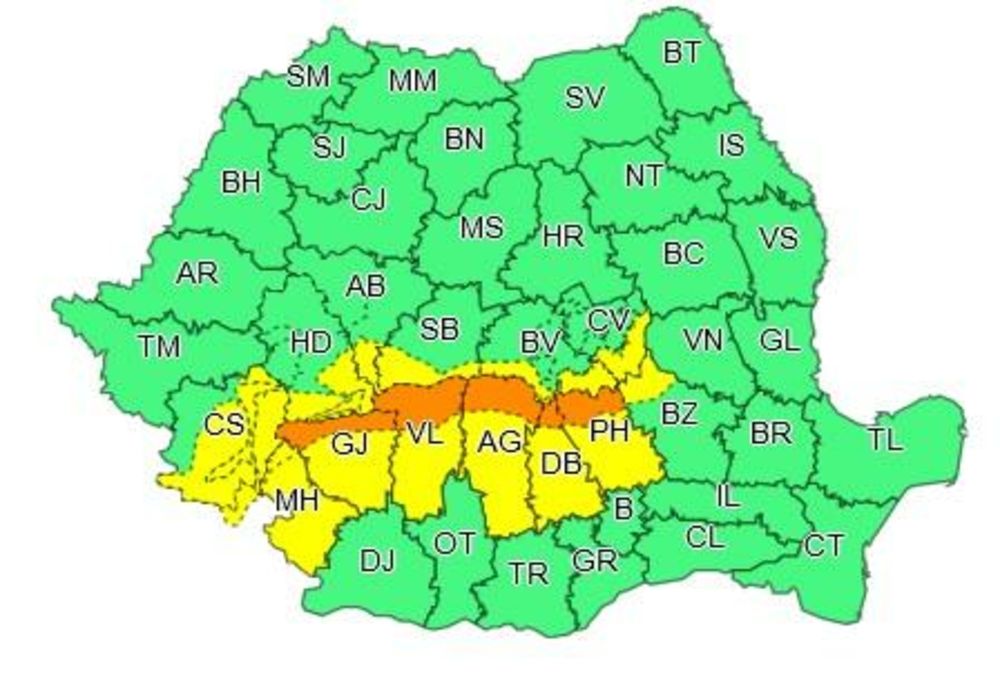 Cod Portocaliu de ninsori. Când intră în vigoare şi ce judeţe sunt vizate