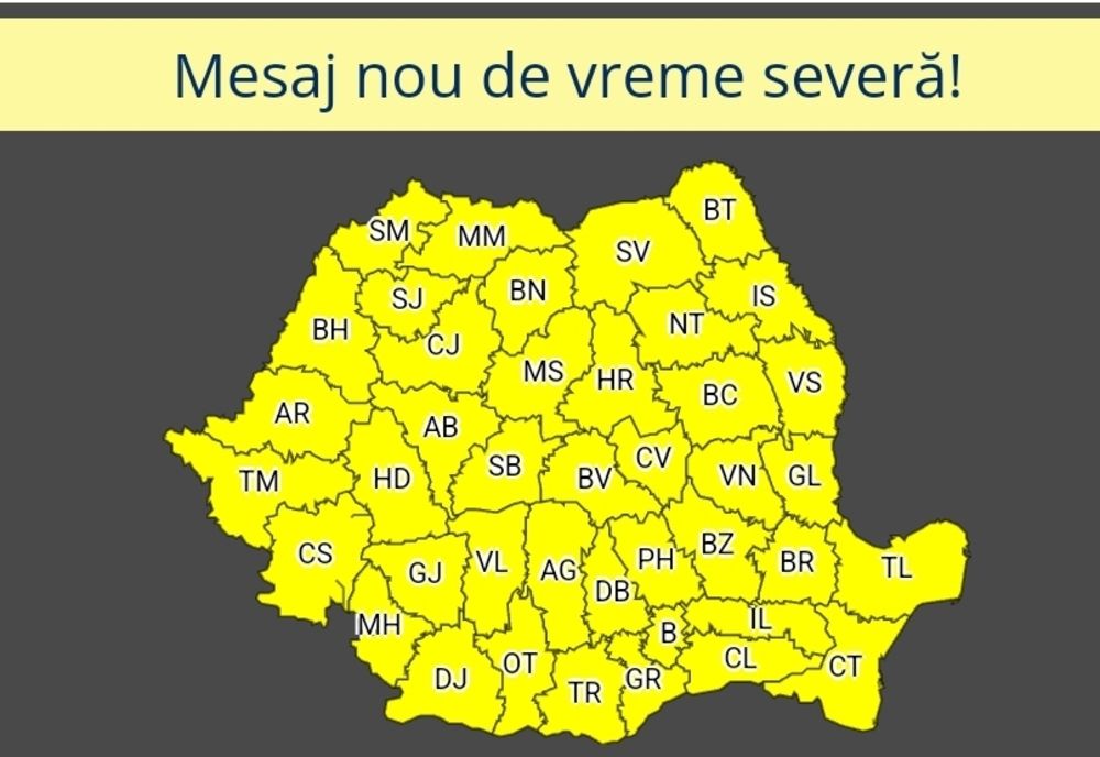 COD GALBEN de vreme rea, în toată țara!