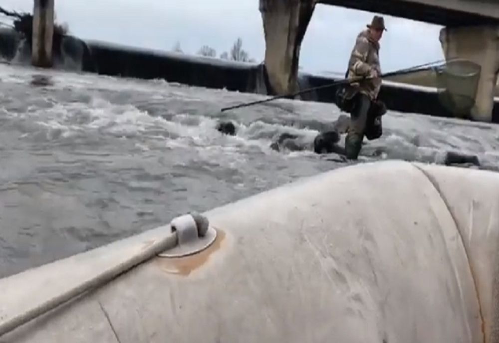 Un pescar a fost salvat de pompierii gorjeni din mijlocul Jiului