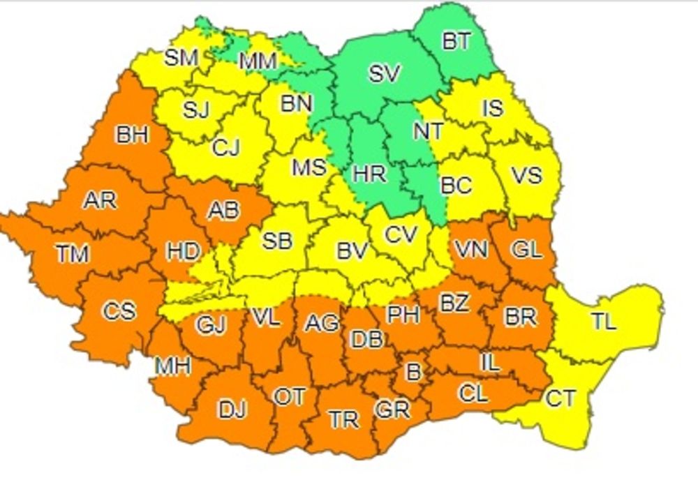 Cod portocaliu de caniculă, cu temperaturi ce pot ajunge până la 41 de grade